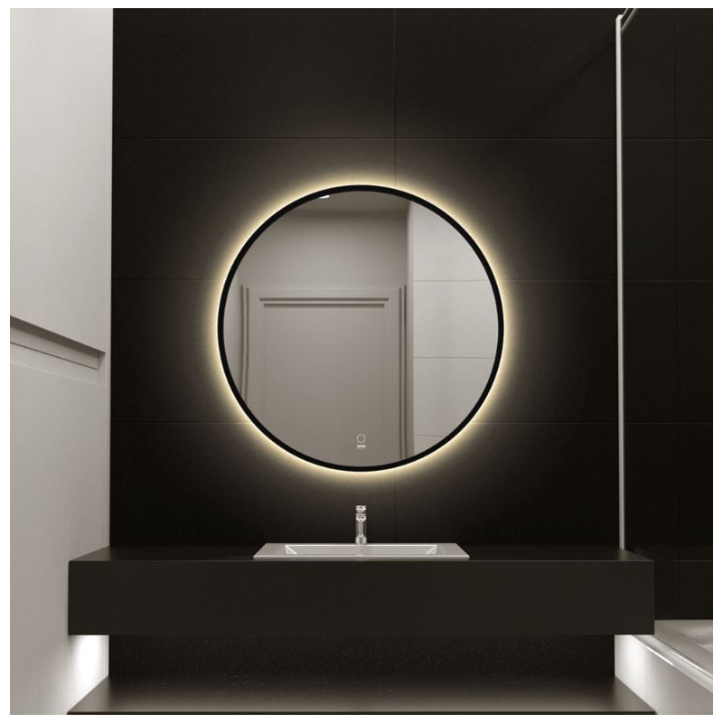 Led Spiegel 80 Rond Mat Zwart