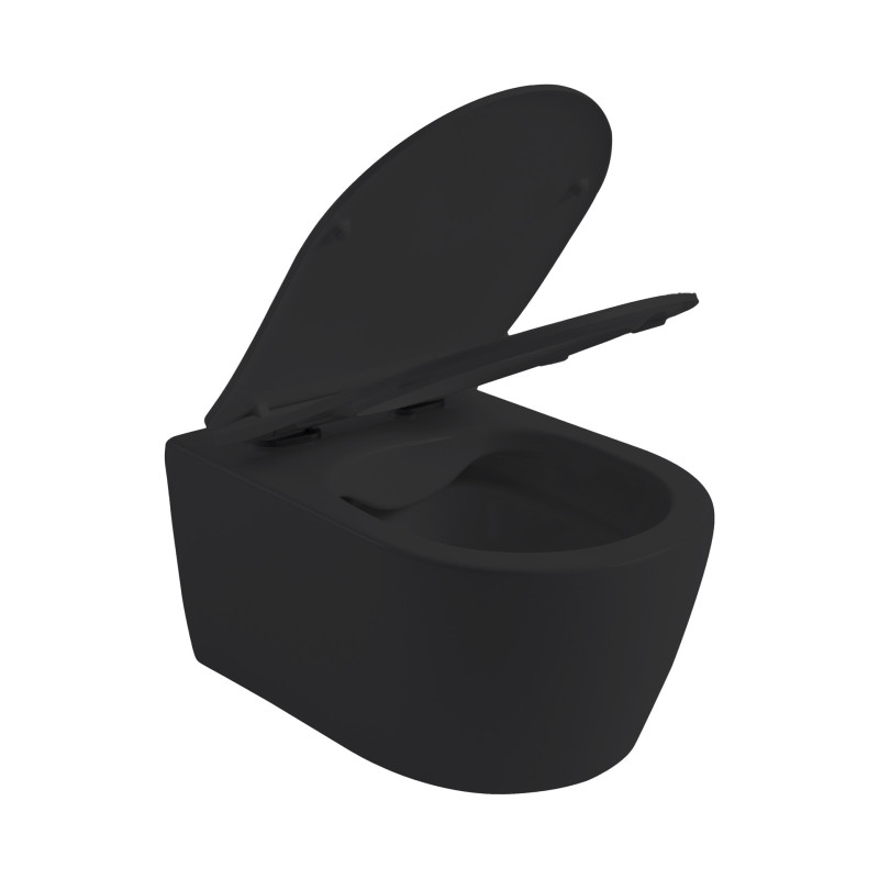 PRO OPHANG WC RIM-OFF + ZITTING - MAT ZWART