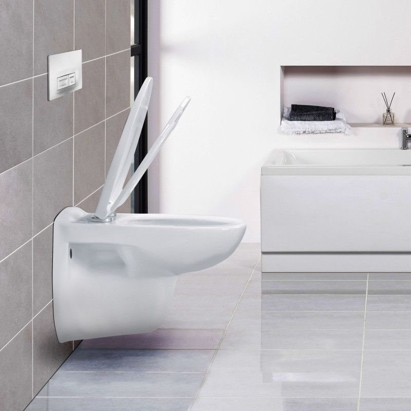 PRO OPHANG WC RIMM-OFF + SOFT-CLOSE ZITTING PP - GLANS WIT