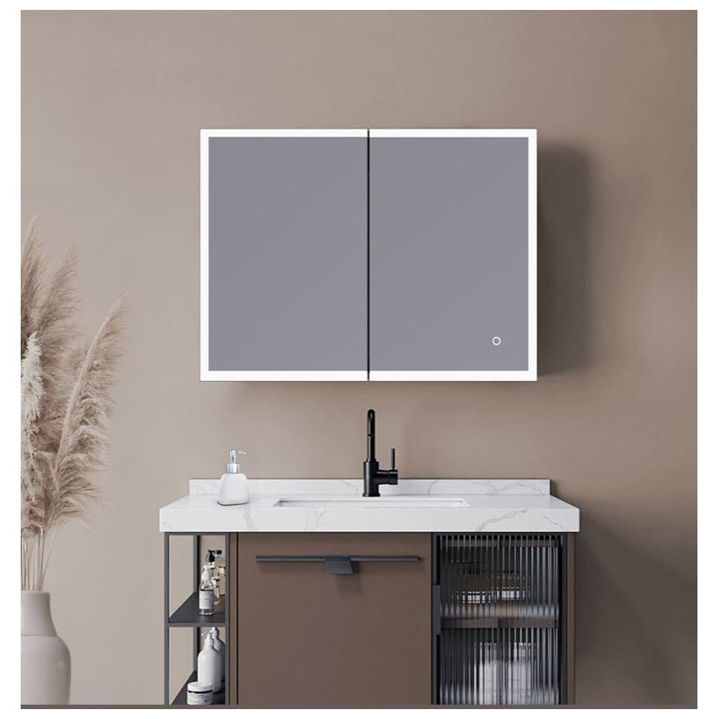 Led-Spiegelkast Zwart - 80 x 60 cm Home