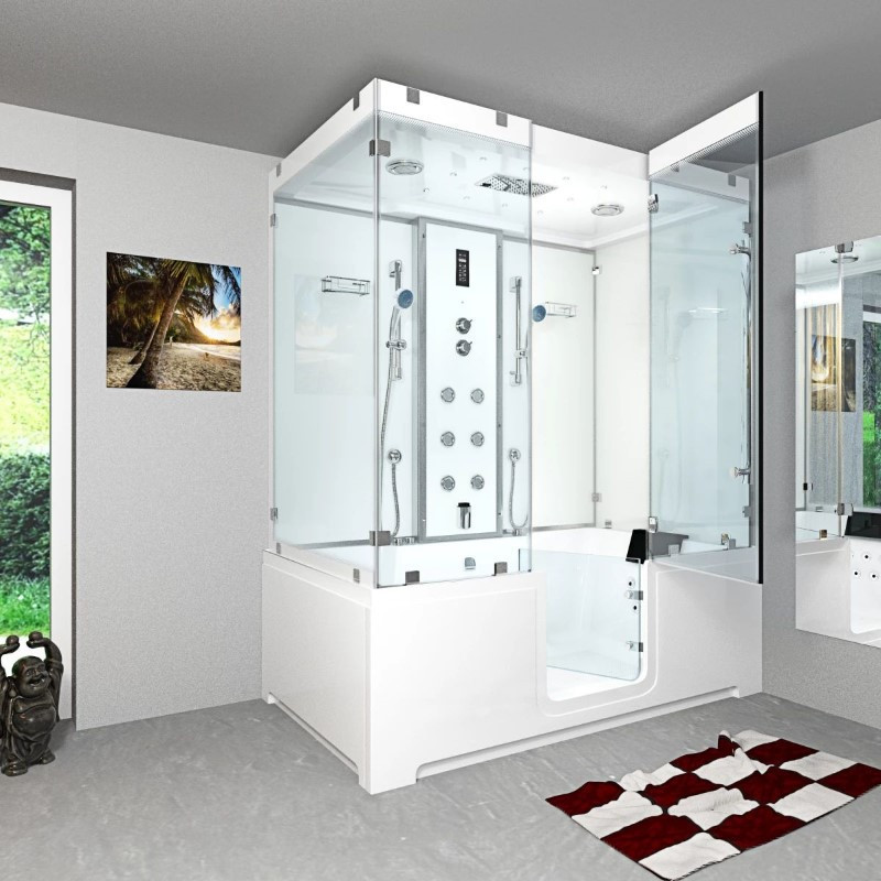 Instap Bad Douche Whirlpool Stoom Combi Oasis White 180X100X228 Rechts