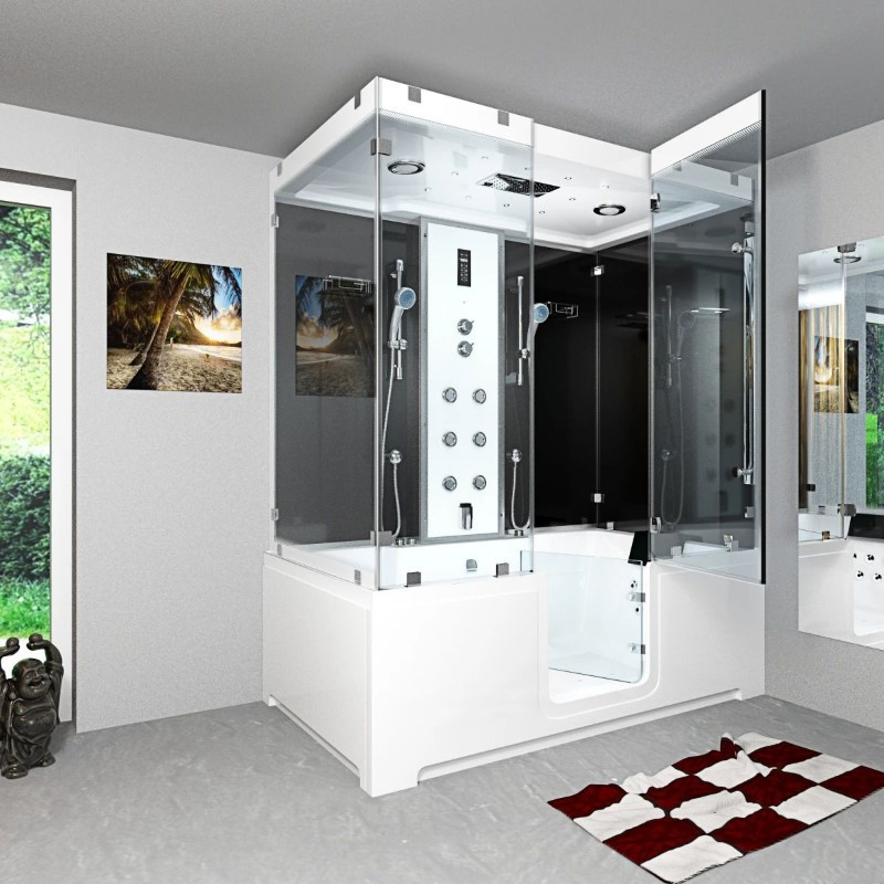 Instap Bad Douche Whirlpool Stoom Combi Oasis Black 180X100X228 Rechts