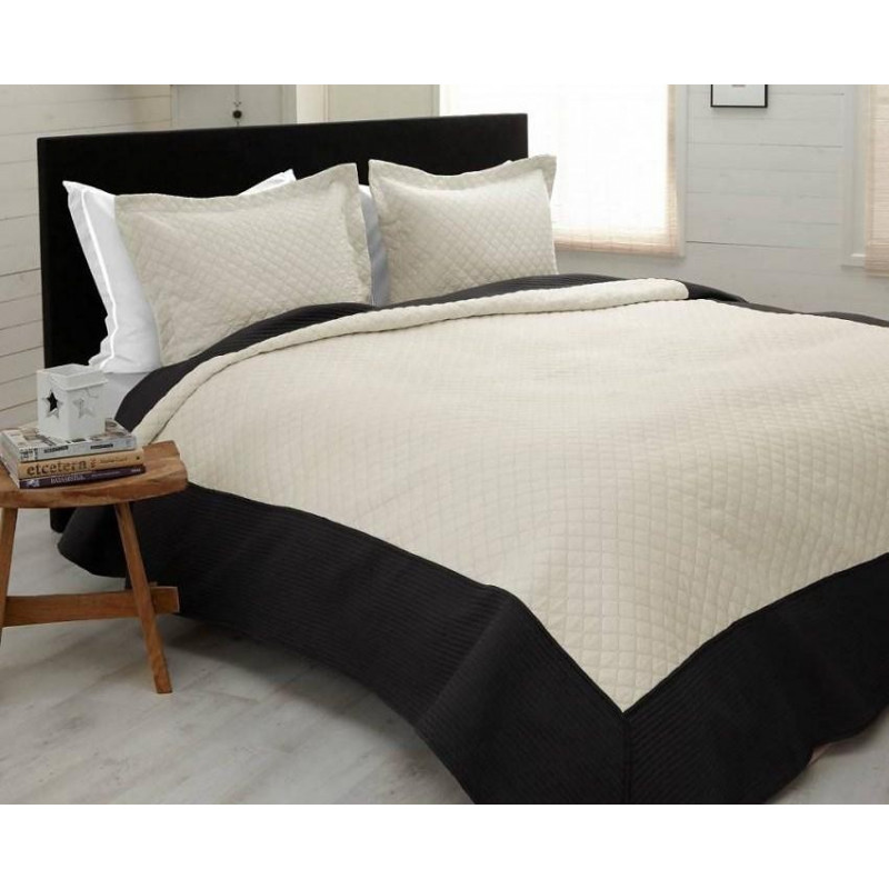 Bedsprei Amadeo Antraciet-Creme. Luxe en Unieke Bedspreien.